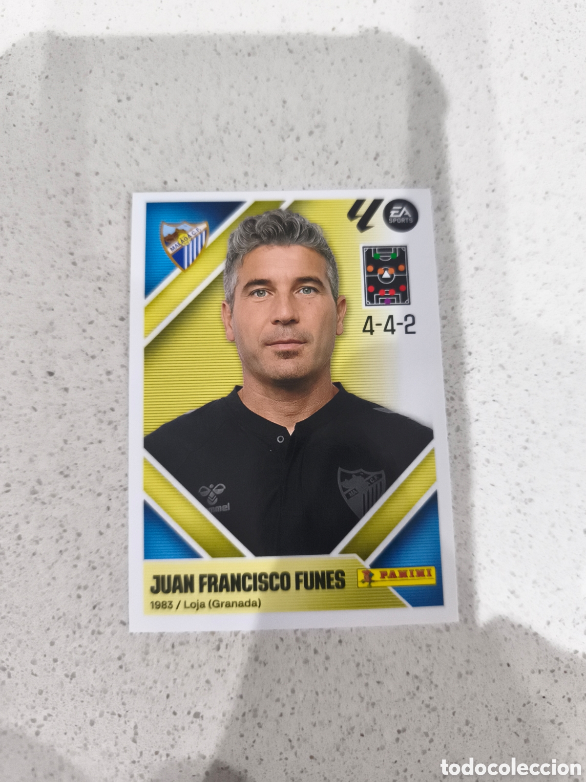 Cromos de f&uacute;tbol: CROMO N&Uacute;MERO 2 JUAN FRANCISCO FUNES M&Aacute;LAGA. LIGA ESTE 26/27. PANINI.