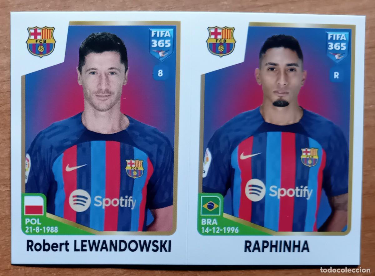 Cromos de f&uacute;tbol: Figurina Panini 2022-23 Cromo Fifa 365 2023 Lewandovski Raphinha Barcelona n 163