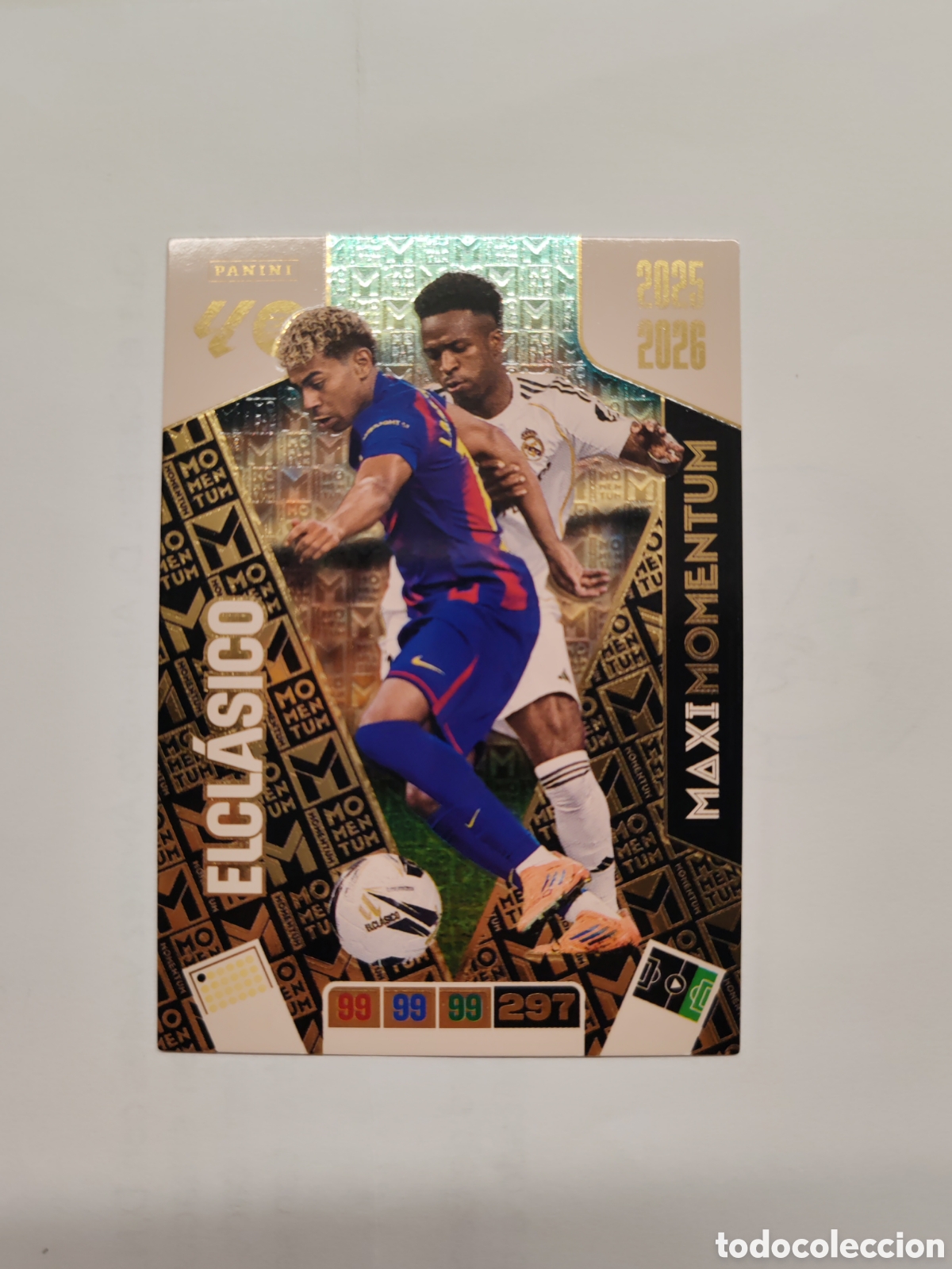 Cromos de f&uacute;tbol: Carta Adrenalyn 2025 2026 / 25 26 Maxi Momentum El Cl&aacute;sico Vinicius Lamine Yamal
