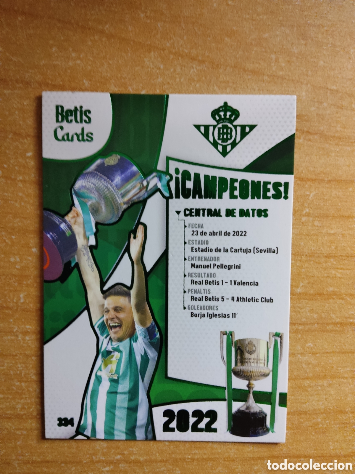 Cromos de f&uacute;tbol: 334 CAMPEONES COPA 2022 REAL BETIS HOLY CARDS 2024 2025