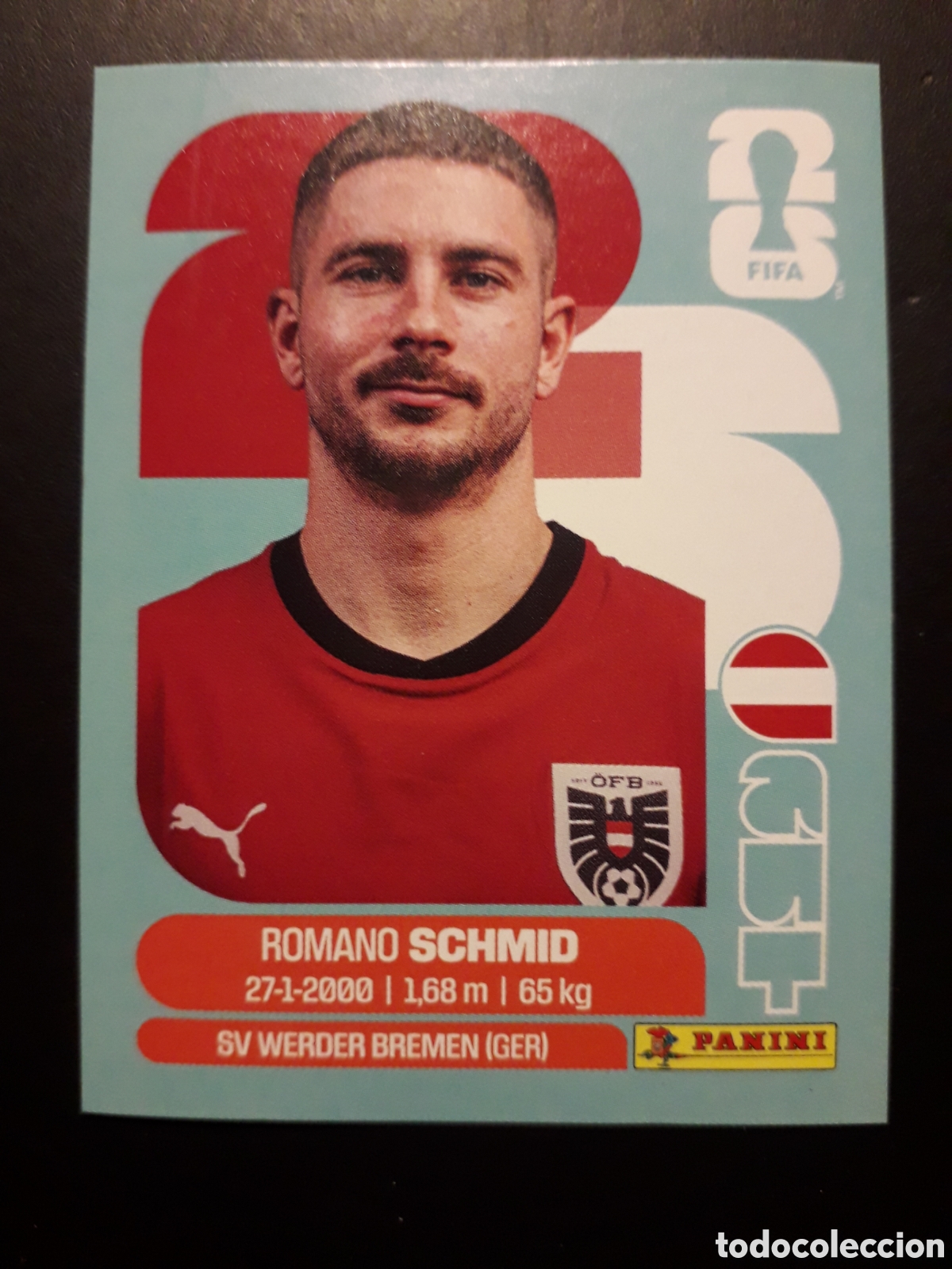 Cromos de f&uacute;tbol: SCHMID AUSTRIA AUT 16 MUNDIAL F&Uacute;TBOL 2026 FIFA WORLD CUP PANINI SIN PEGAR PEDIDO M&Iacute;NIMO 3&euro;