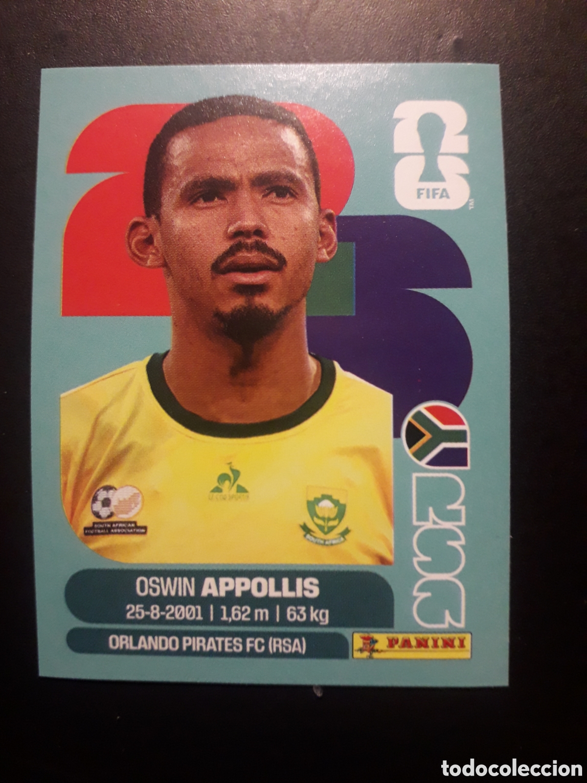Cromos de f&uacute;tbol: APPOLLIS SUD&Aacute;FRICA RSA 20 MUNDIAL F&Uacute;TBOL 2026 FIFA WORLD CUP PANINI SIN PEGAR PEDIDO M&Iacute;NIMO 3&euro;