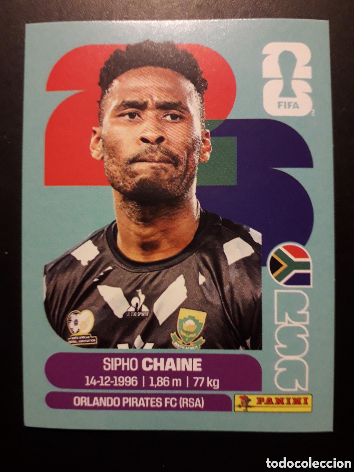 Cromos de f&uacute;tbol: CHAINE SUD&Aacute;FRICA RSA 3 MUNDIAL F&Uacute;TBOL 2026 FIFA WORLD CUP PANINI SIN PEGAR PEDIDO M&Iacute;NIMO 3&euro;.