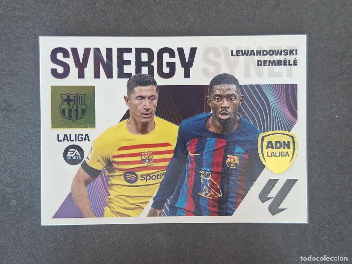 Cromos de f&uacute;tbol: L2 LEWANDOWSKI - DEMBELE F.C. BARCELONA ADN SYNERGY LIGA ESTE 2023 2024 23 24 NUNCA PEGADO SIN PEGAR