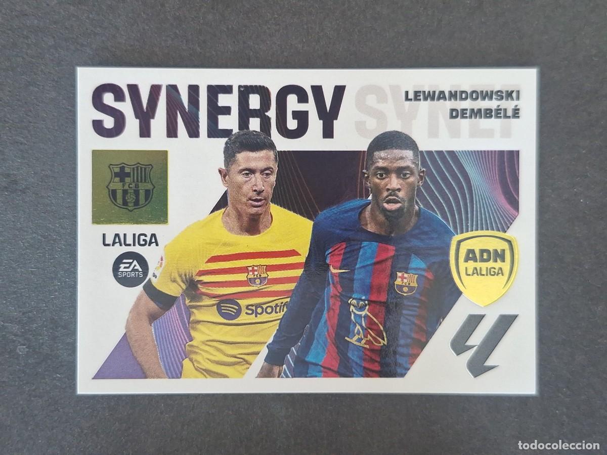 Cromos de f&uacute;tbol: L2 LEWANDOWSKI - DEMBELE F.C. BARCELONA ADN SYNERGY LIGA ESTE 2023 2024 23 24 NUNCA PEGADO SIN PEGAR