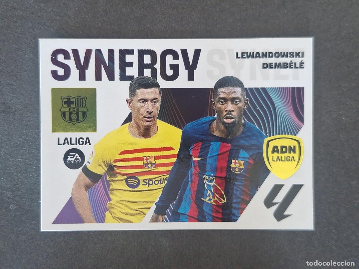 Cromos de f&uacute;tbol: L2 LEWANDOWSKI - DEMBELE F.C. BARCELONA ADN SYNERGY LIGA ESTE 2023 2024 23 24 NUNCA PEGADO SIN PEGAR