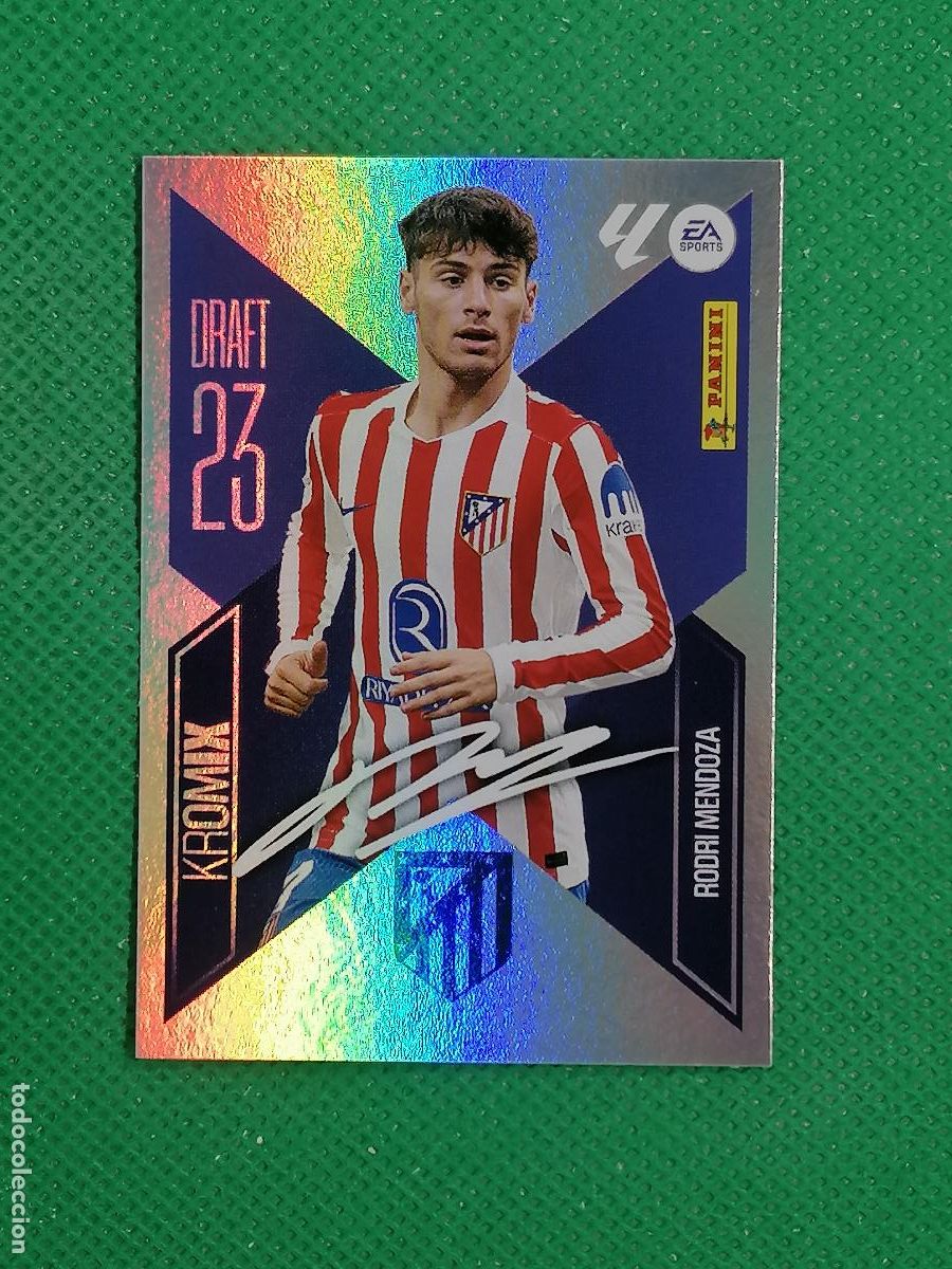 Cromos de f&uacute;tbol: K 21 K21 RODRI MENDOZA ATLETICO MADRID DRAFT 23 KROMIX FIRMADO ⚽ PANINI LIGA ESTE 26 27 2026 2027 ⚽