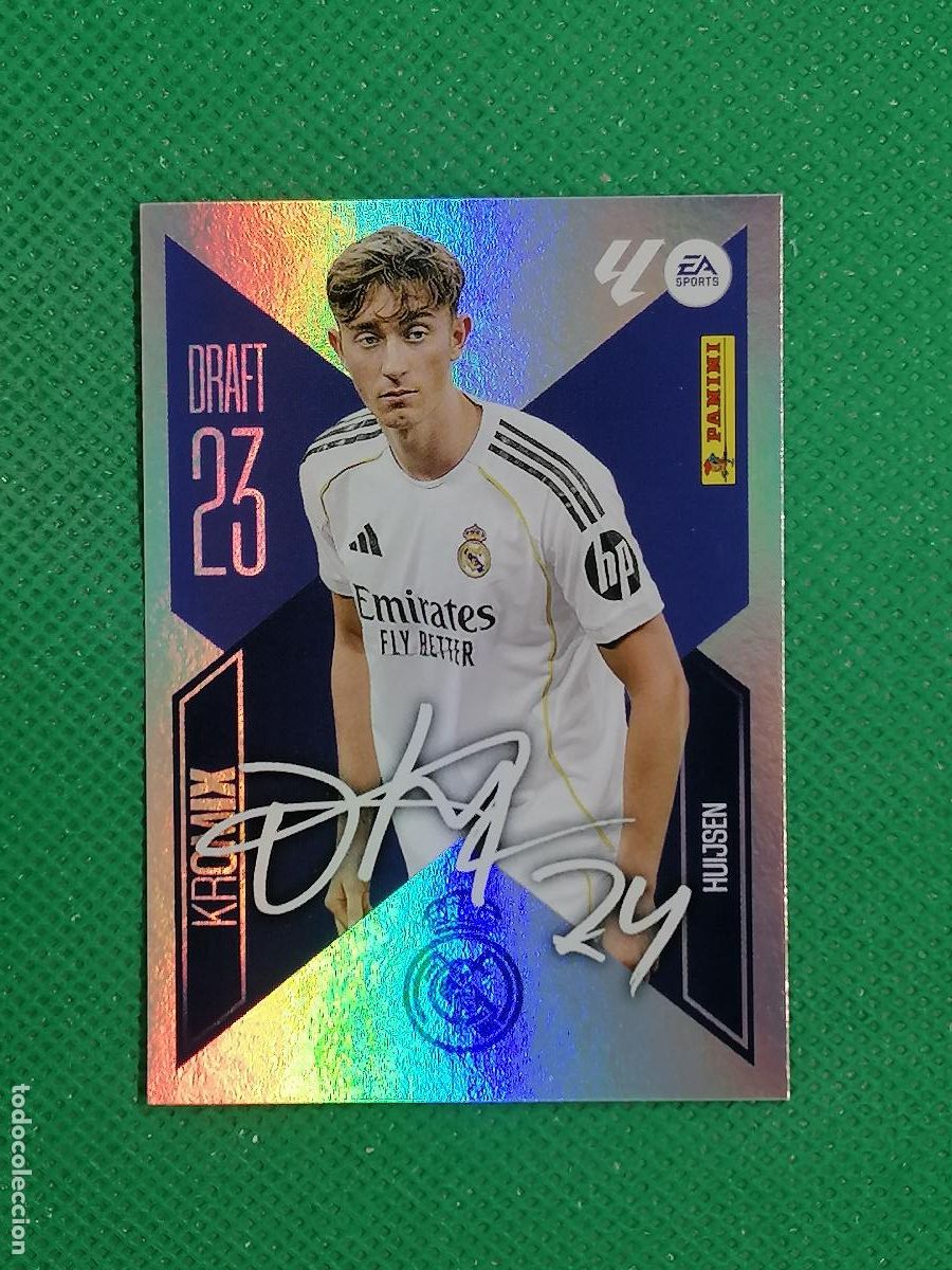 Cromos de f&uacute;tbol: K 10 K10 HUIJSEN REAL MADRID DRAFT 23 KROMIX FIRMADO ⚽ PANINI LIGA ESTE 26 27 2026 2027 ⚽