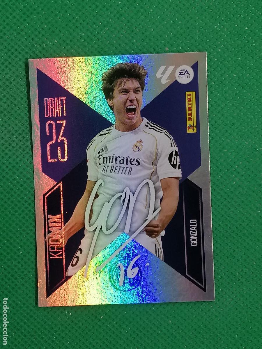 Cromos de f&uacute;tbol: K 9 K9 GONZALO REAL MADRID DRAFT 23 KROMIX FIRMADO ⚽ PANINI LIGA ESTE 26 27 2026 2027 ⚽