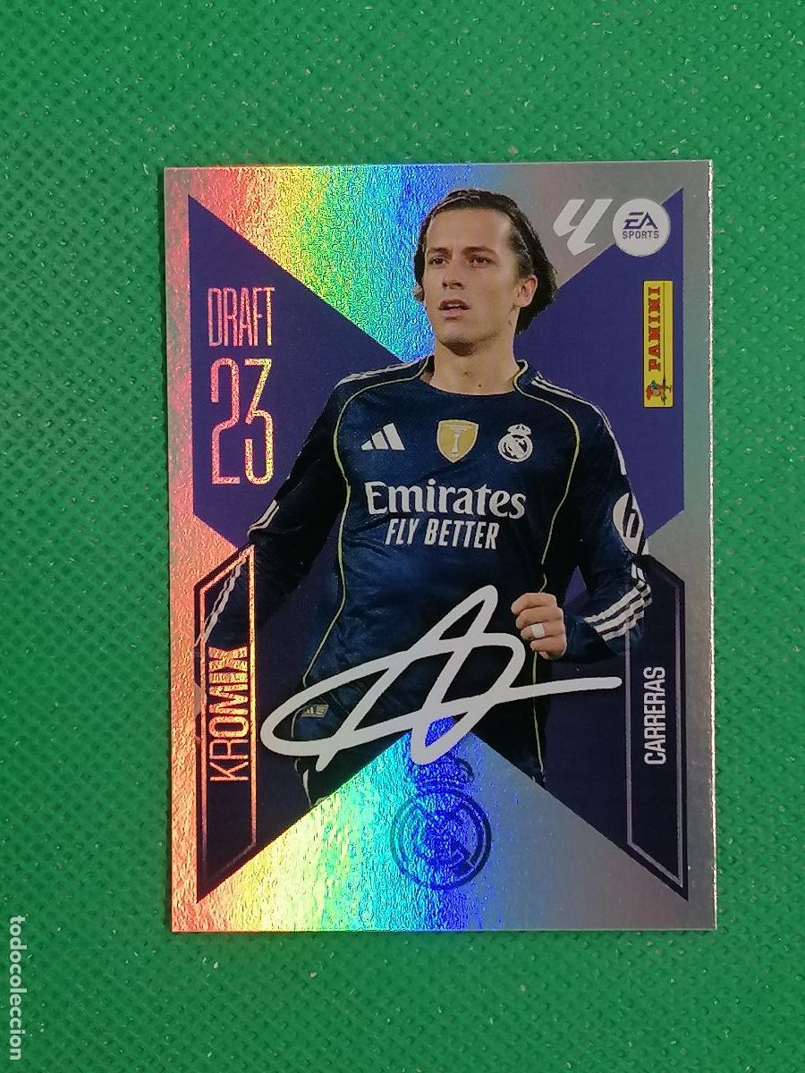 Cromos de f&uacute;tbol: K 5 K5 CARRERAS REAL MADRID DRAFT 23 KROMIX FIRMADO ⚽ PANINI LIGA ESTE 26 27 2026 2027 ⚽