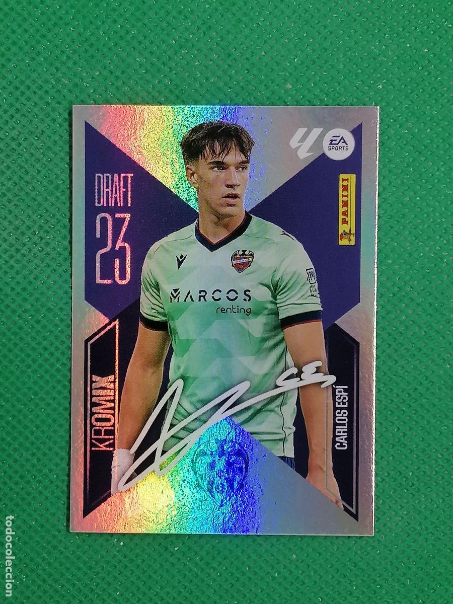 Cromos de f&uacute;tbol: K 4 K4 CARLOS ESPI LEVANTE DRAFT 23 KROMIX FIRMADO ⚽ PANINI LIGA ESTE 26 27 2026 2027 ⚽