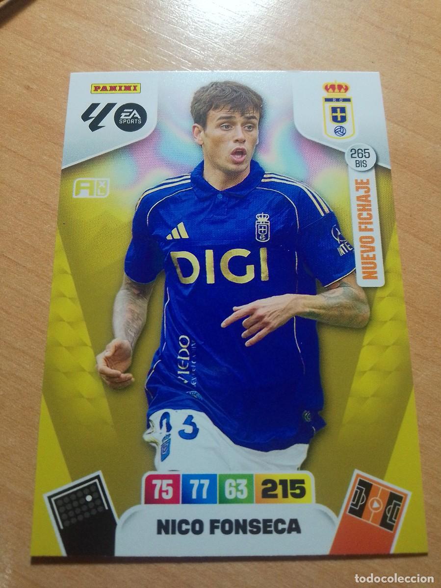 Football Stickers: 265 BIS NICO FONSECA NUEVO FICHAJE DEL OVIEDO 25 26 ADRENALYN XL 2025 2026 NUEVO