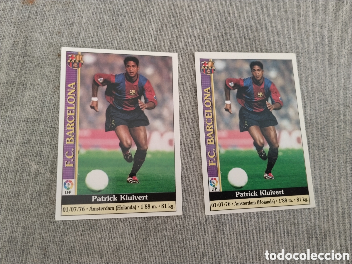Cromos de f&uacute;tbol: MUNDICROMO 1999 - 2000 ( FICHAS DE LA LIGA 2000 ) N&ordm; 16 Y 17 KLUIVERT - FC BARCELONA (ERROR Y CORR)