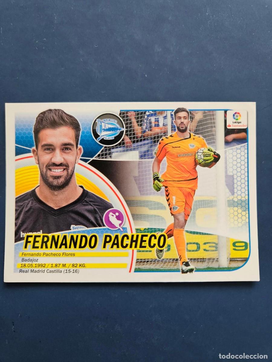 Fu&szlig;ball-Sticker: N&ordm; 1 FERNANDO PACHECO ALAVES LOGO NUEVO LIGA ESTE 16 17 2016 2017 SIN PEGAR NUNCA PEGADO