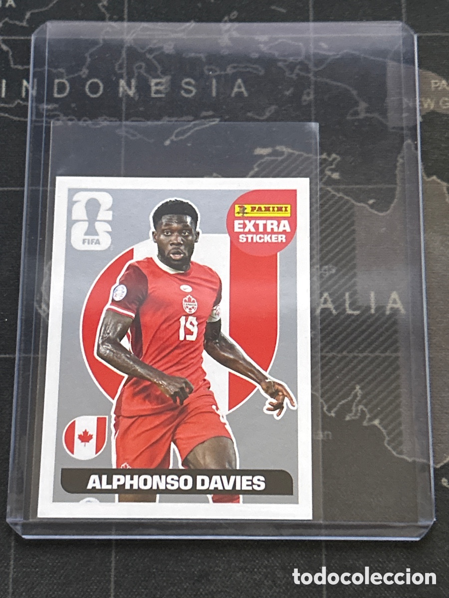 Cromos de f&uacute;tbol: ALPHONSO DAVIES (CANADA) SILVER EXTRA STICKER PLATA PANINI WORLD CUP STICKERS MUNDIAL 2026 26