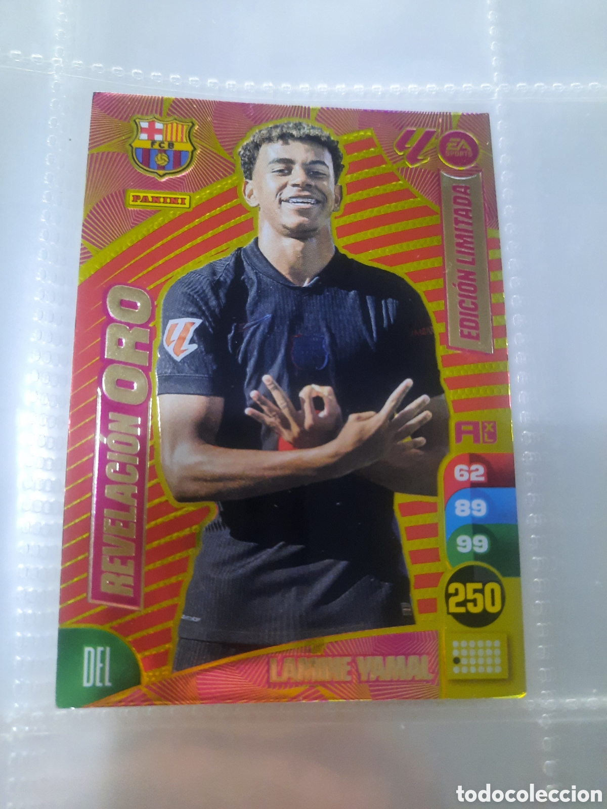 Cromos de f&uacute;tbol: LAMINE YAMAL BARCELONA REVELACION ORO EDICION LIMITADA ADRENALYN XL LIGA 2024/2025 24 25 PANINI
