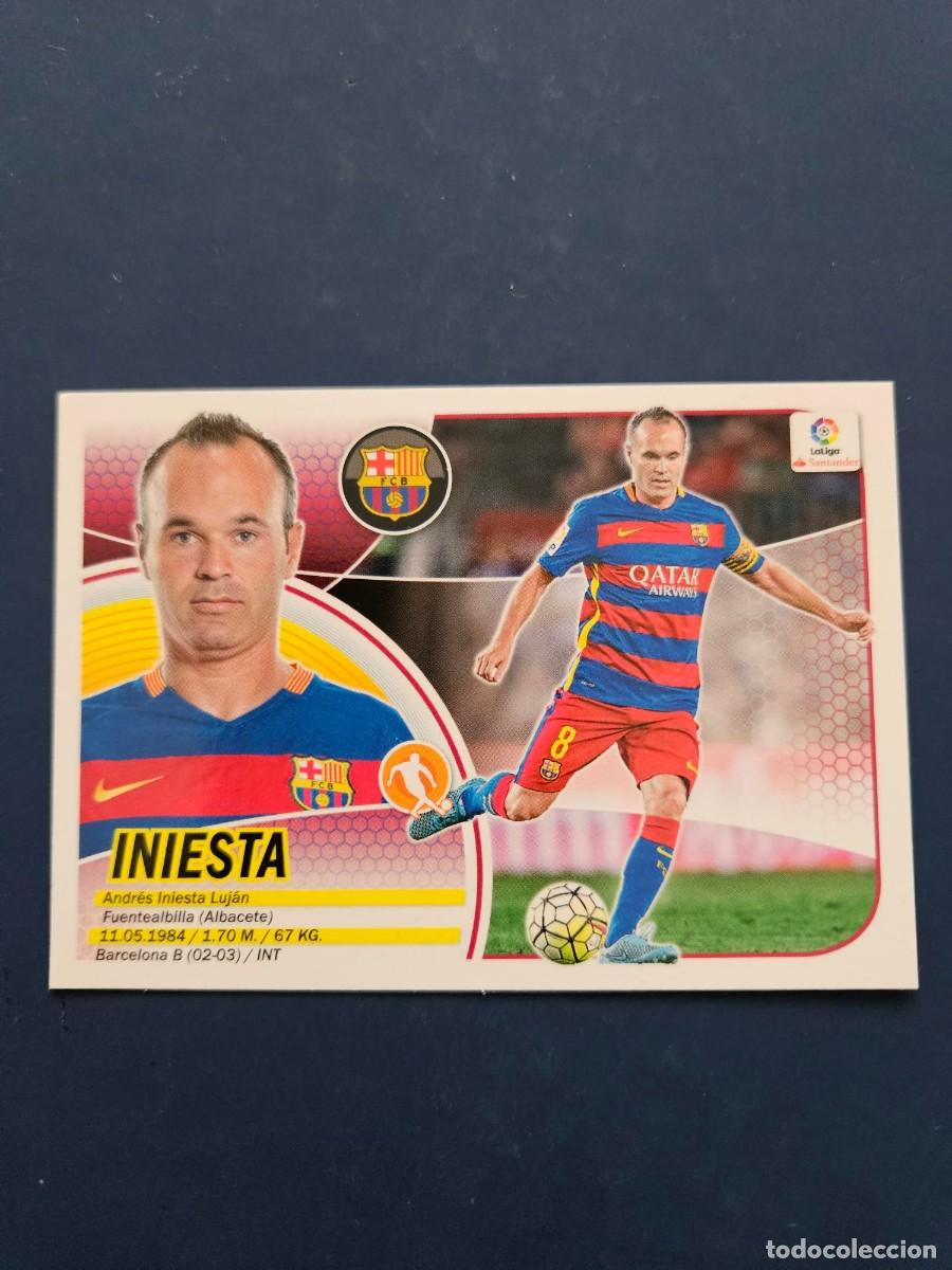 Football Stickers: N&ordm; 12 INIESTA BARCELONA LOGO NUEVO LIGA ESTE 16 17 2016 2017 SIN PEGAR NUNCA PEGADO