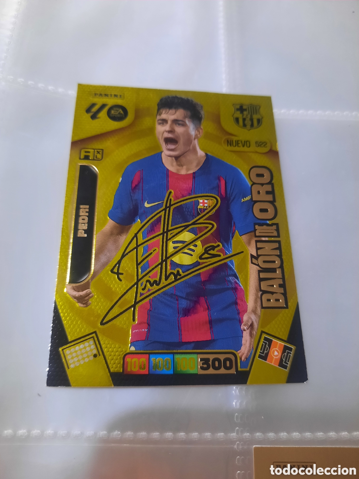 Cromos de f&uacute;tbol: PEDRI BARCELONA 522 FIRMADO NUEVO BALON DE ORO ADRENALYN XL LIGA 2025/2026 25 26 PANINI