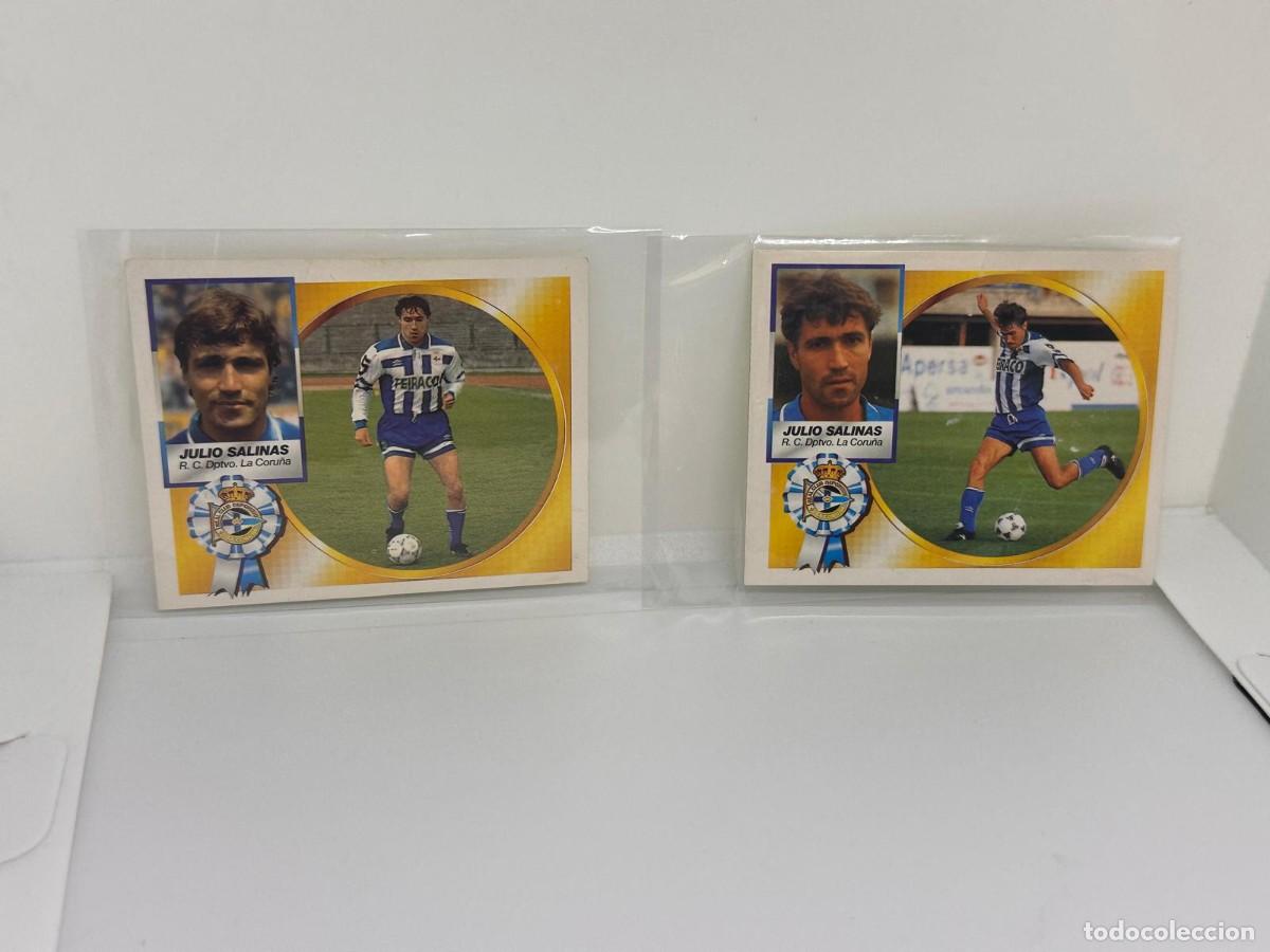 Football Stickers: Julio Salinas Fichajes N&ordm;7 La Coru&ntilde;a Doble Version Liga Este 94 95 1994 1995 Sin pegar