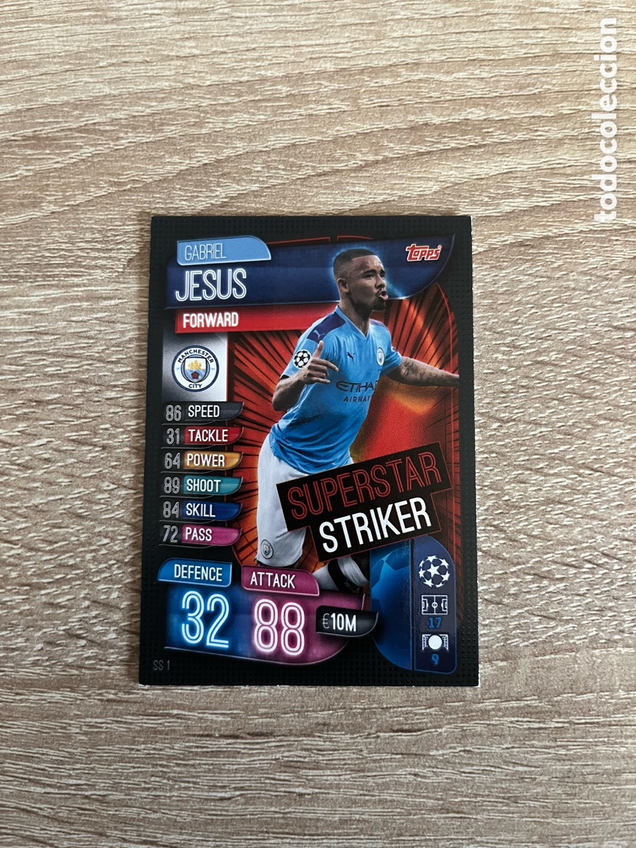 Cromos de Futebol: SS1 GABRIEL JES&Uacute;S SUPERSTAR STRIKER MATCH ATTAX EXTRA FUTBOL TOPPS 2019 2020 19 20 MANCHESTER CITY