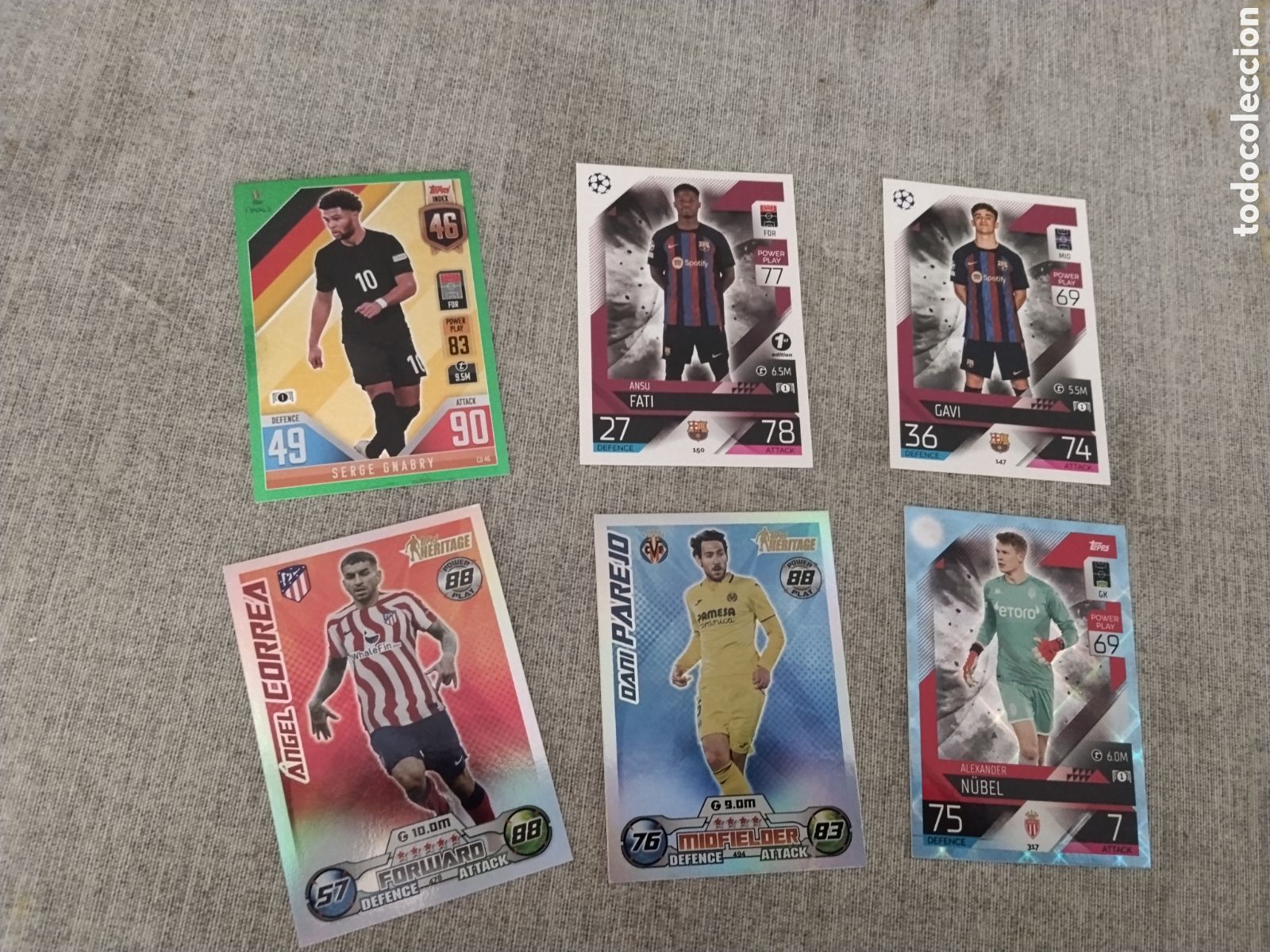 Cromos de Futebol: 6 CARDS . DIFERENTES COLECCIONES TOPPS - GNABRY, ANSU, GABI, CORREA.