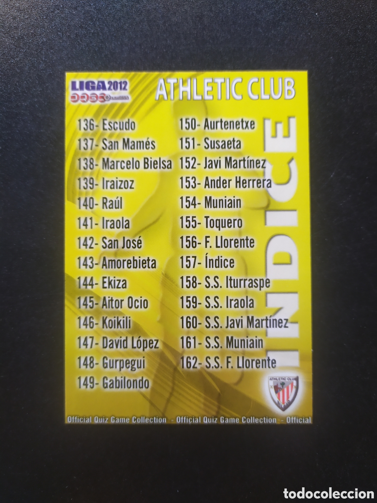 Cromos de f&uacute;tbol: Mundicromo fichas Liga 2011 2012 11 12 indice n&deg; 157 Athletic Bilbao