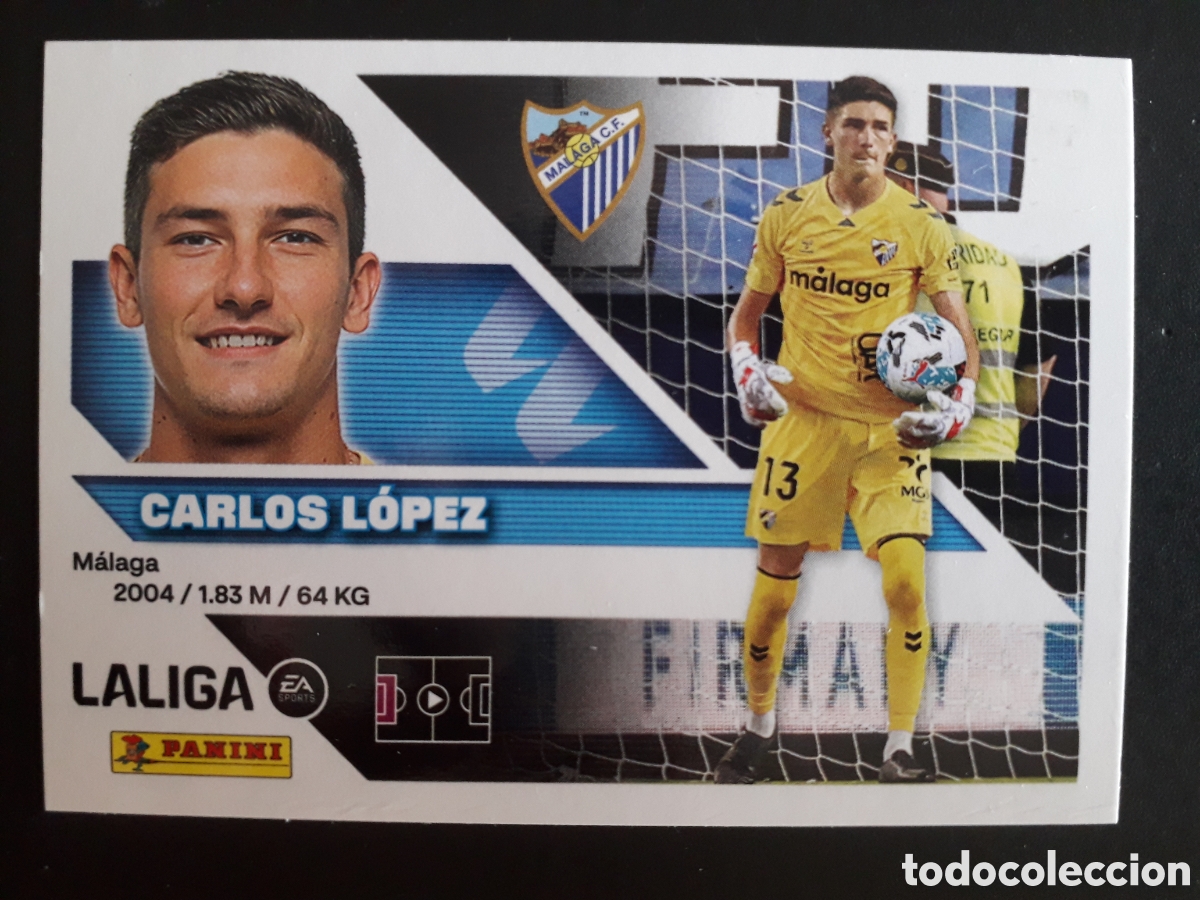 Fu&szlig;ball-Sticker: CARLOS L&Oacute;PEZ, M&Aacute;LAGA N&deg; 4 ED ESTE 2026 2027 26 27 SIN PEGAR PEDIDO M&Iacute;NIMO 3&euro;