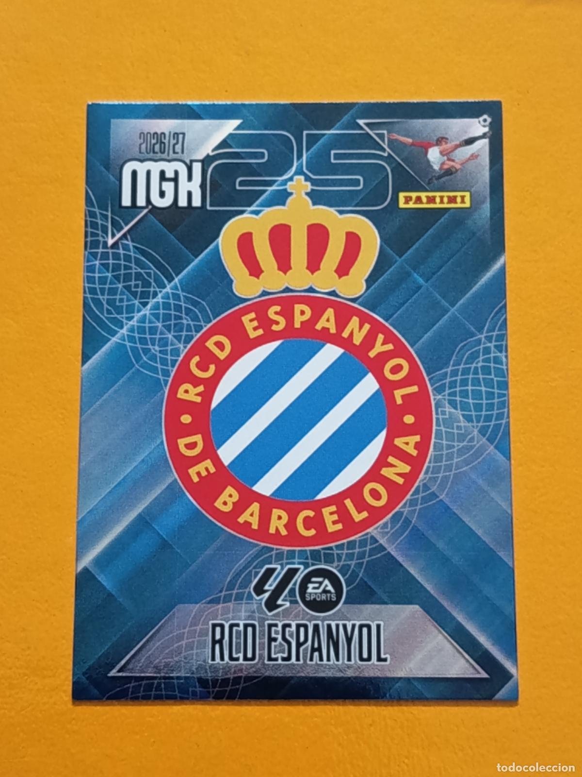Cromos de f&uacute;tbol: 163 ESCUDO RCD ESPA&Ntilde;OL. MEGACRACKS 2026-27. PANINI
