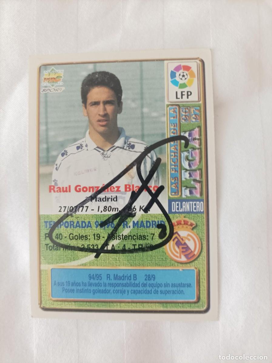 Figurine di Calcio: Cromo futbol firmado Raul Gonzalez Real Madrid