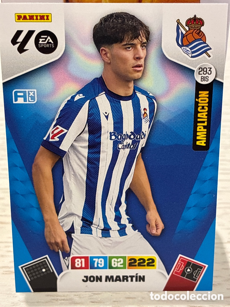 Cromos de f&uacute;tbol: 293 BIS JON MART&Iacute;N AMPLIACI&Oacute;N REAL SOCIEDAD 25 26 ADRENALYN XL 2025 2026