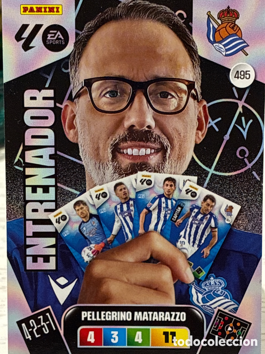 Cromos de f&uacute;tbol: 495 PELEGRINO MATARAZZO ENTRENADOR REAL SOCIEDAD 25 26 ADRENALYN XL 2025 2026