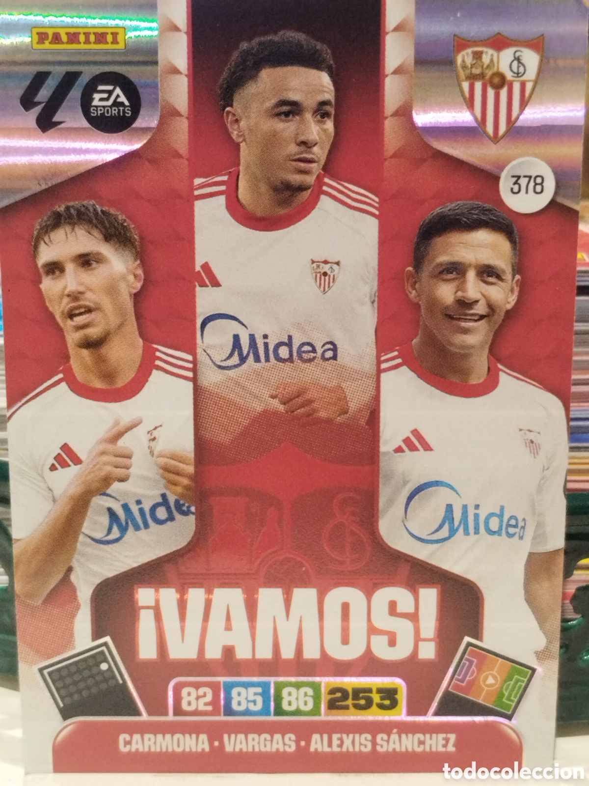 Cromos de f&uacute;tbol: 378 VAMOS! CARMONA-VARGAS-ALEXIS SANCHEZ MALLORCA ADRENALYN 2025 2026 PANINI 25 26