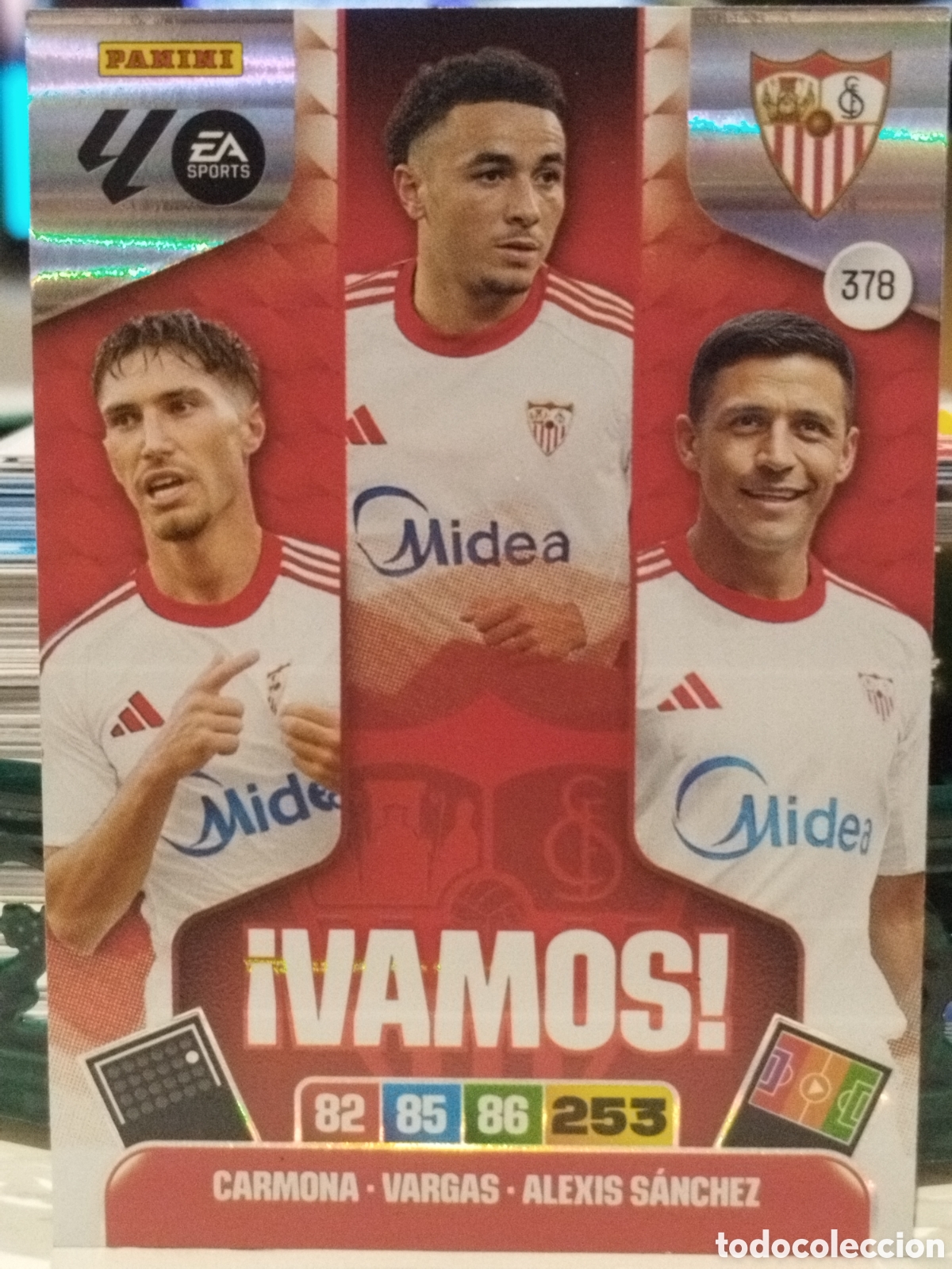 Cromos de f&uacute;tbol: 378 VAMOS! CARMONA-VARGAS-ALEXIS SANCHEZ MALLORCA ADRENALYN 2025 2026 PANINI 25 26