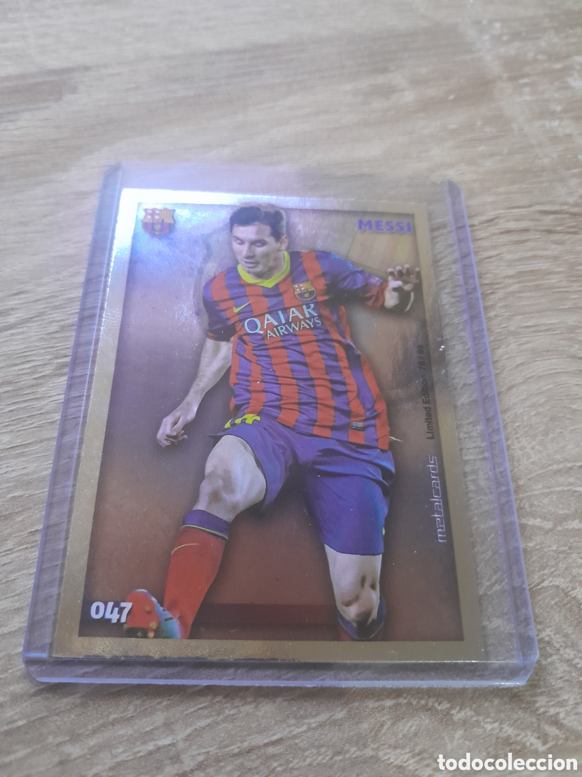 Football Stickers: 47 MESSI (Brillo Liso) - Barcelona 2014 2015 - Mundicromo Liga metalCard 2014-15