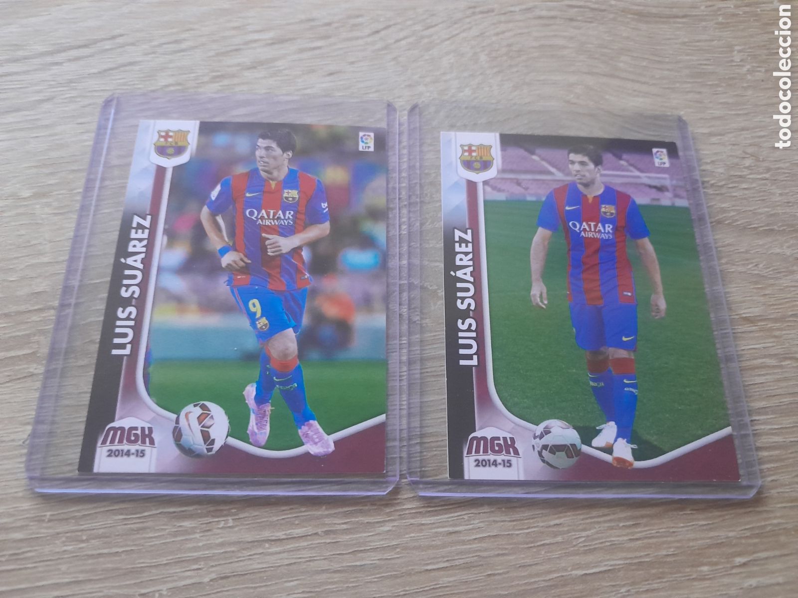 Cromos de f&uacute;tbol: lote 2 cromos luis suarez n&ordm; 468 MEGACRACKS 2014 2015 LIGA 2014-15 barcelona doble imagen
