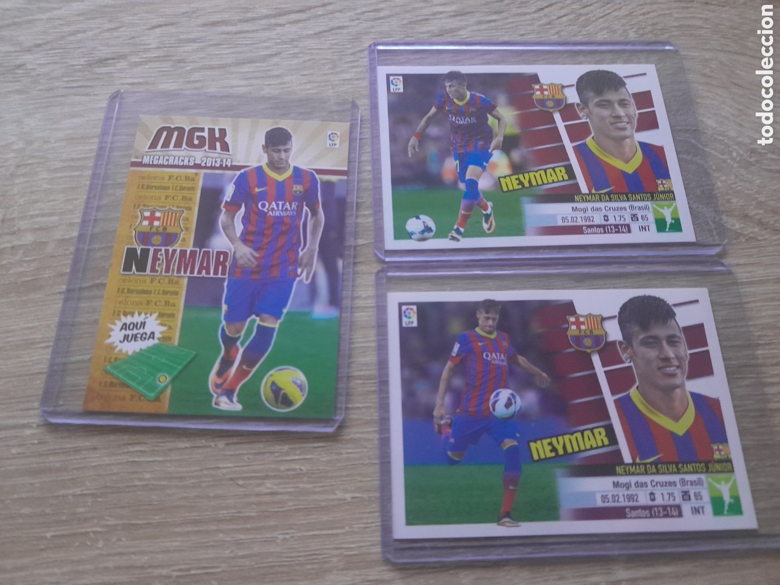 Cromos de f&uacute;tbol: lote 3 cromos : neymar este 2013 2014 barcelona doble imagen + megacracks 2013-14 n&ordm; 437