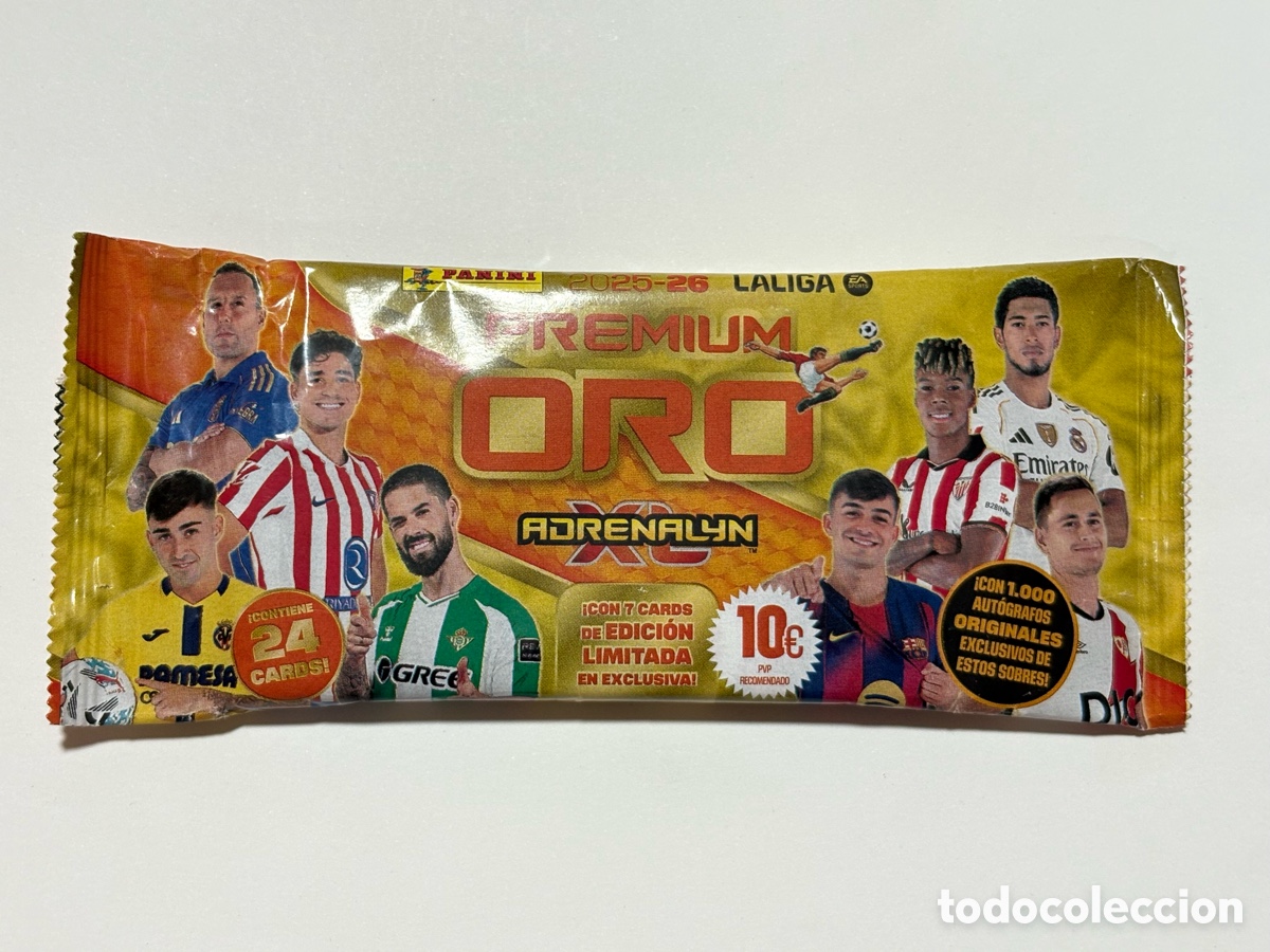 Cartes &agrave; collectionner de Football: Sobre Premium Oro Adrenalyn XL 25 26 (Lamine Yamal Pedri Joan Garcia) Panini