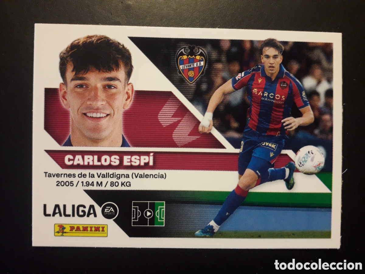 Cromos de f&uacute;tbol: CARLOS ESP&Iacute; LEVANTE N&deg; 20 BAJA ED ESTE 2026 2027 26 27 SIN PEGAR PEDIDO M&Iacute;NIMO 3&euro;.