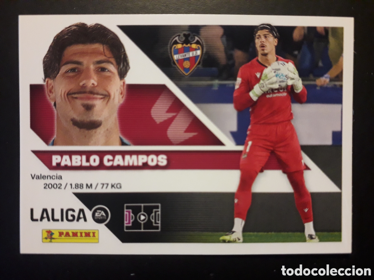 Cromos de f&uacute;tbol: PABLO CAMPOS LEVANTE N&deg; 4 ED ESTE 2026 2027 26 27 SIN PEGAR PEDIDO M&Iacute;NIMO 3&euro;