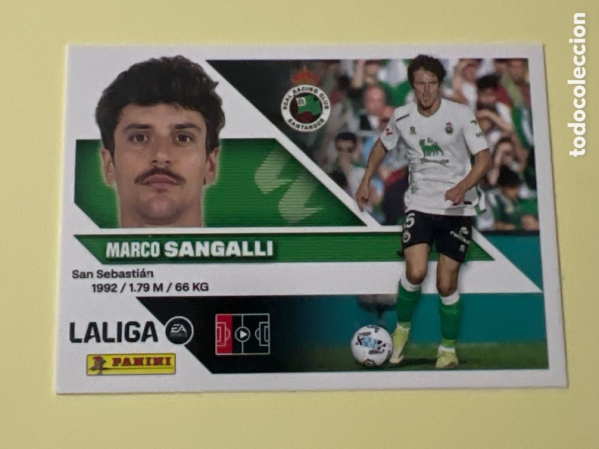 Cromos de f&uacute;tbol: C3199. Sangalli n&uacute;mero 6 del Racing de Santander cromo liga este 26-27 2026-2027