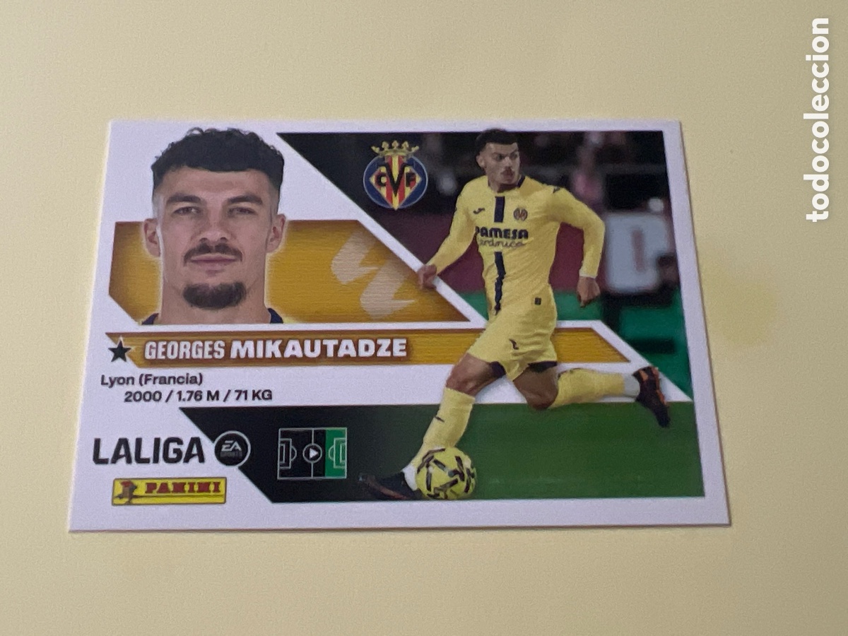 Cromos de f&uacute;tbol: C3293. Cromo Liga 2026 2027. 26 27. Mikautadze. Villarreal. N. &ordm; 19. ESTE. Panini