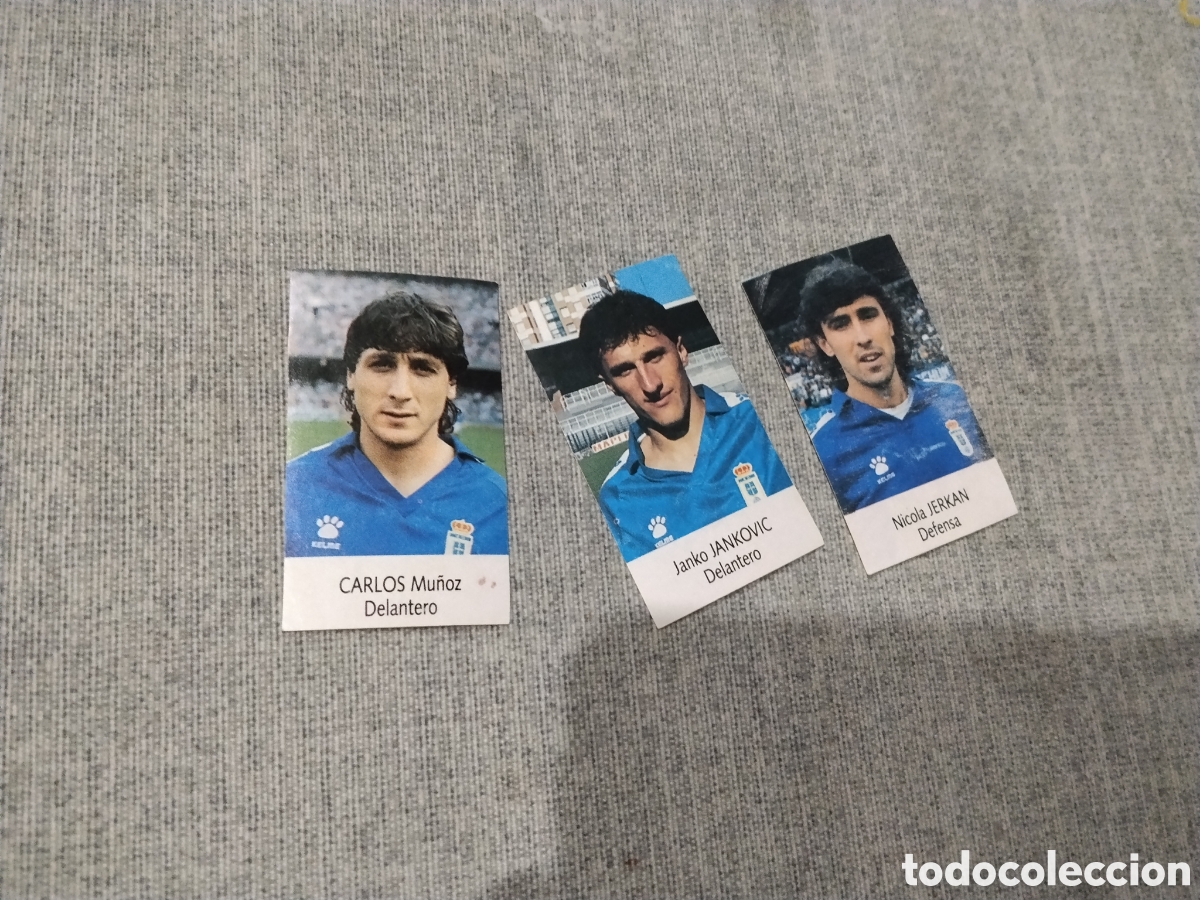Fu&szlig;ball-Sticker: BIMBO LIGA 1991 92 ( 91 -92 ) 3 CROMOS - REAL OVIEDO ( SIN PEGAR )