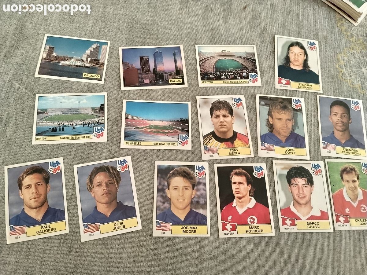 Cartes &agrave; collectionner de Football: PANINI USA 94 LOTE DE 95 CROMOS DIFERENTES SIN PEGAR