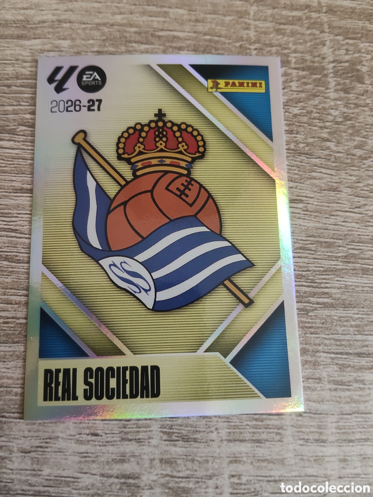 Cromos de f&uacute;tbol: Escudo Real Sociedad liga 2026 2027 26 27 ediciones este