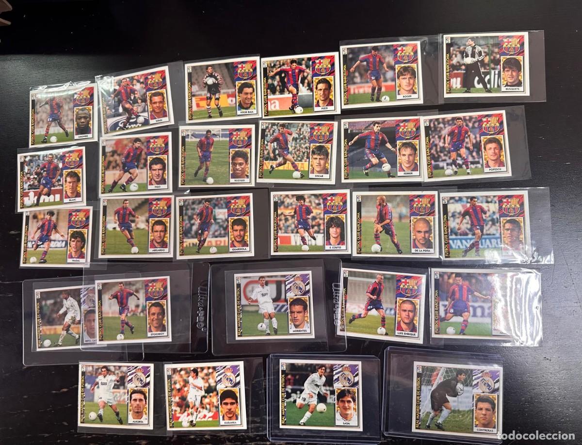 Cromos de f&uacute;tbol: Lote 27 Cromos Fc Barcelona y Real Madrid 2 Coloca 2 Fichajes Liga Este 97 98 1997 1998 Sin pegar