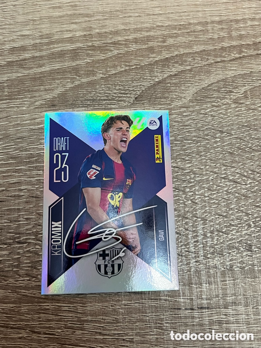 Cromos de f&uacute;tbol: Gavi cromo del FC Barcelona de la liga este 2026/27 secci&oacute;n Draft firma