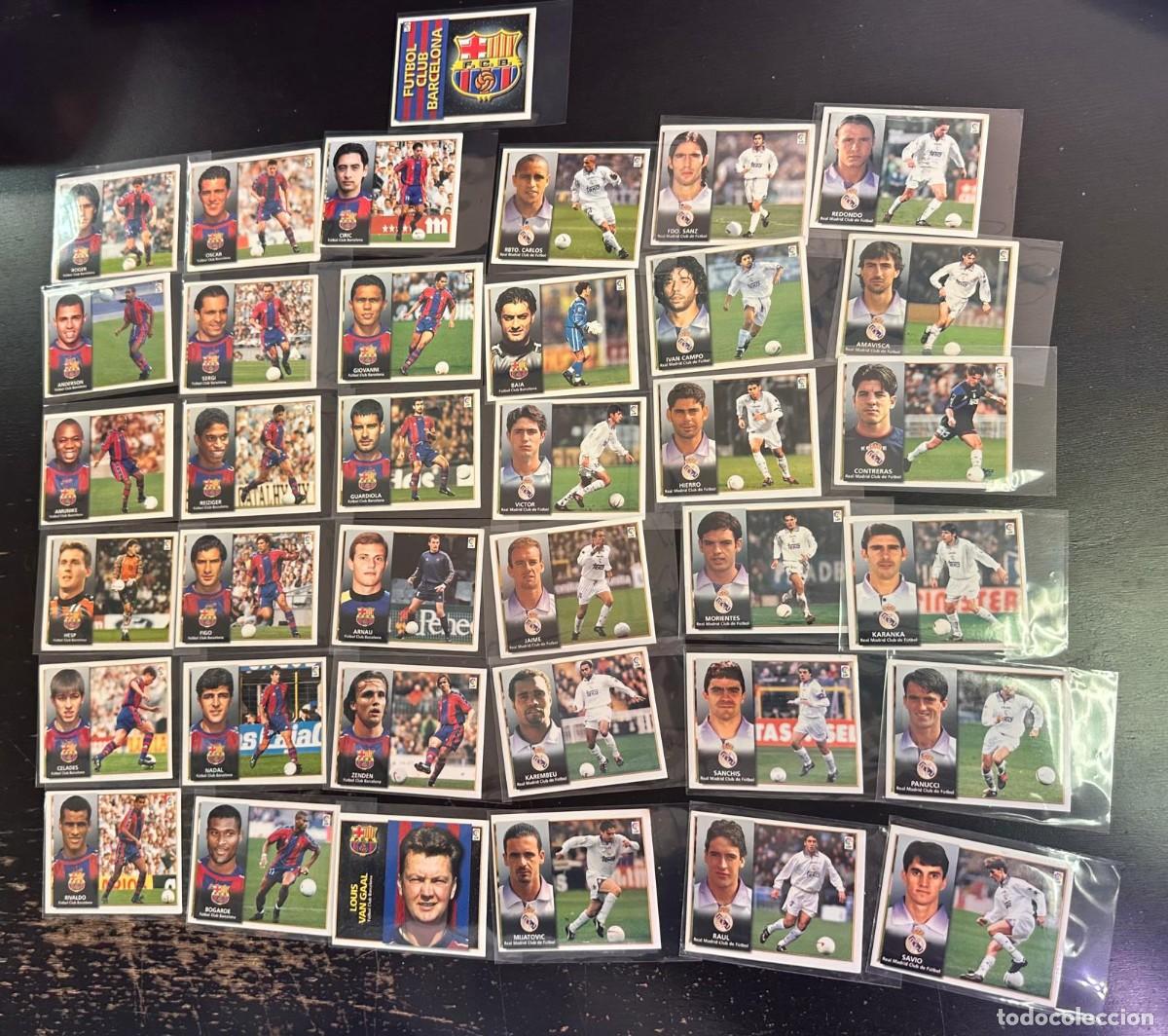 Cartes &agrave; collectionner de Football: Lote 37 Cromos Real Madrid y FC Barcelona Liga Este 98 99 1998 1999 Sin pegar