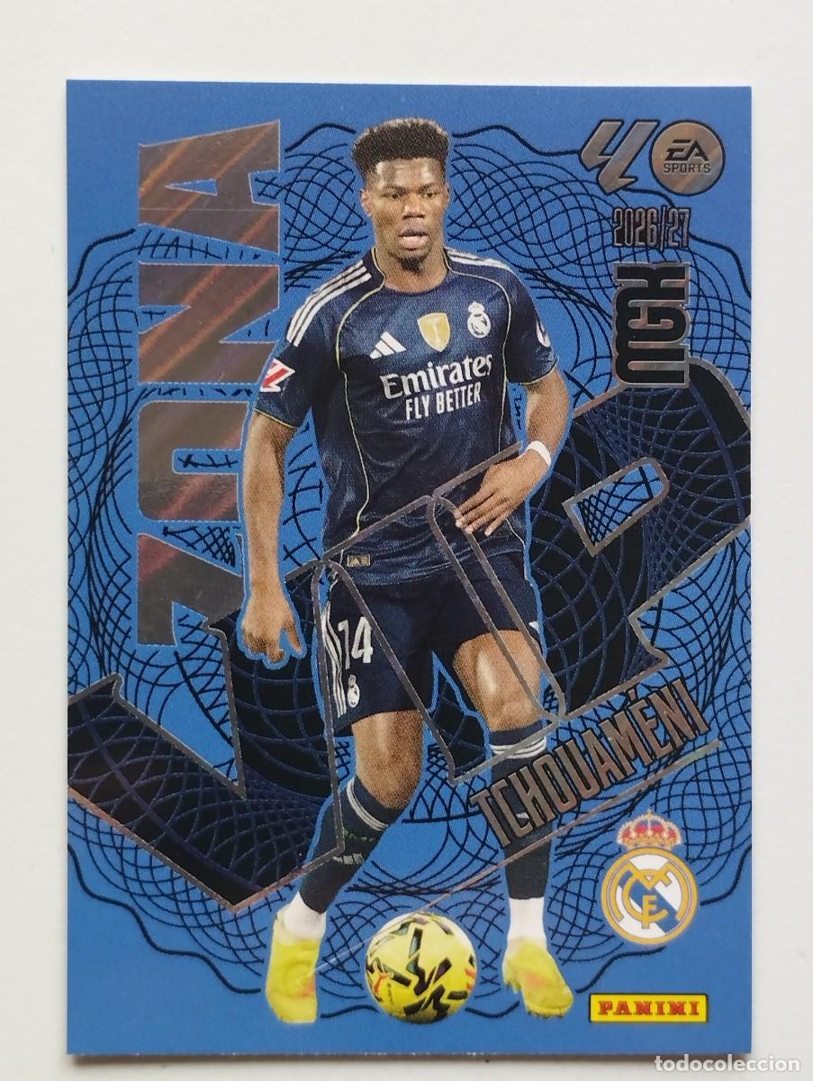 Cromos de f&uacute;tbol: CROMO CARD 2026 2027 MEGACRACKS 27 26 MGK PANINI ZONA VIP TCHOUAMENI 405 REAL MADRID