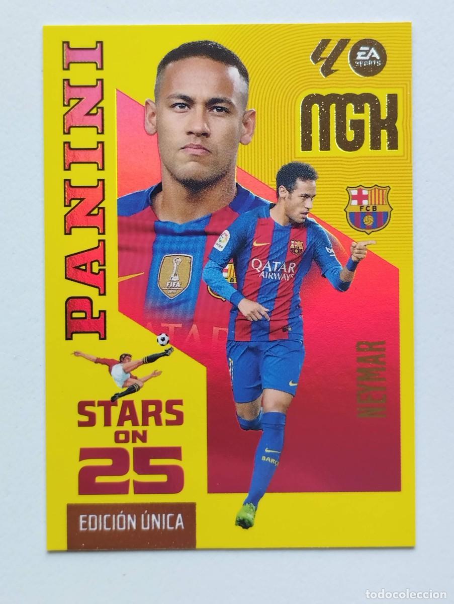 Cromos de f&uacute;tbol: CROMO CARD 2026 2027 MEGACRACKS 27 26 MGK PANINI STARS ON 25 EDICION UNICA NEYMAR JR 446 BARCELONA