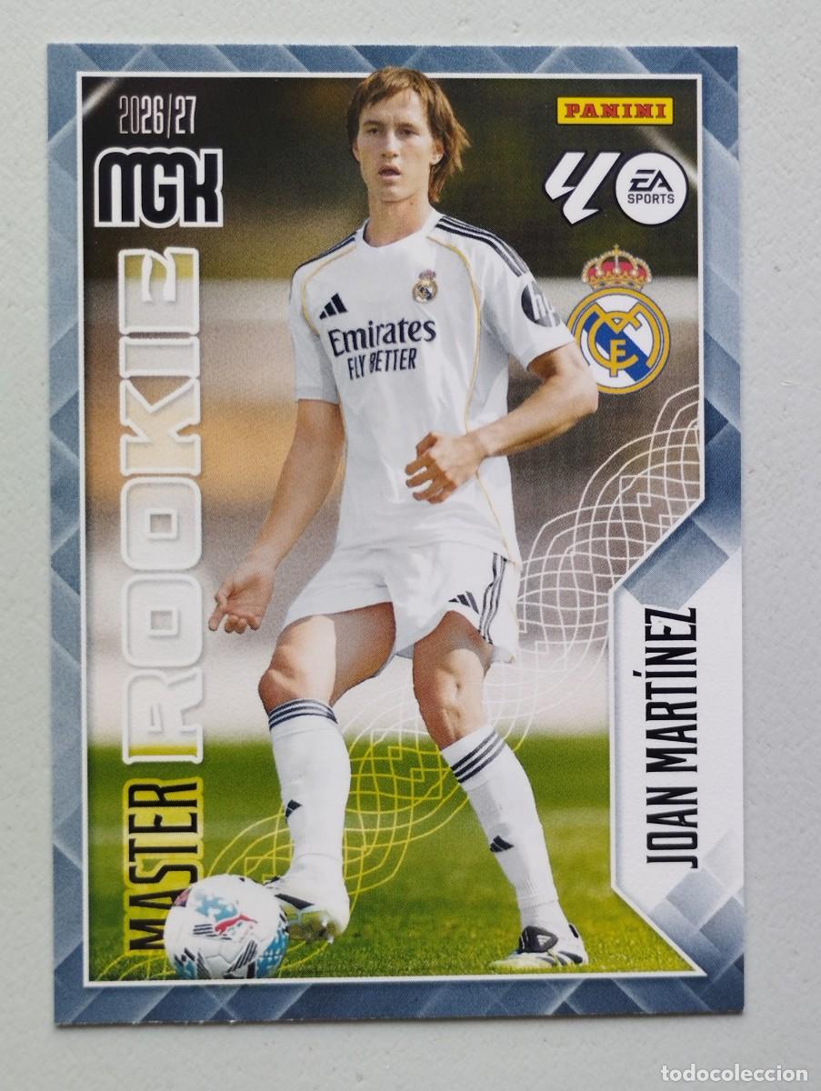 Cromos de f&uacute;tbol: CROMO CARD 2026 2027 MEGACRACKS 27 26 MGK PANINI MASTER ROOKIE JOAN MARTINEZ 413 REAL MADRID